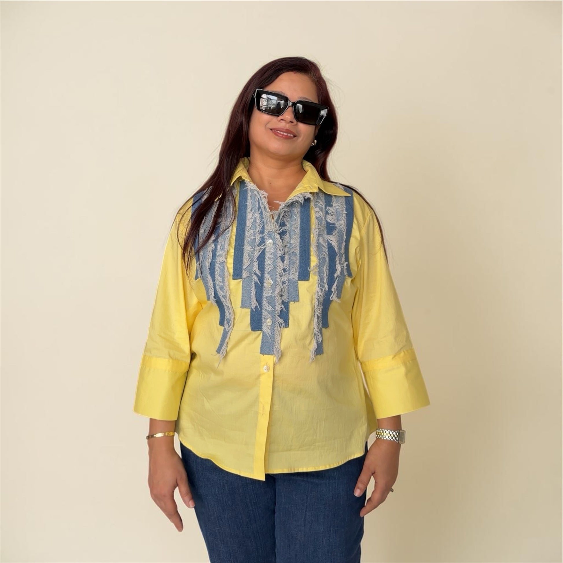 Denim Fringe Statement Women's Shirt | Kodds