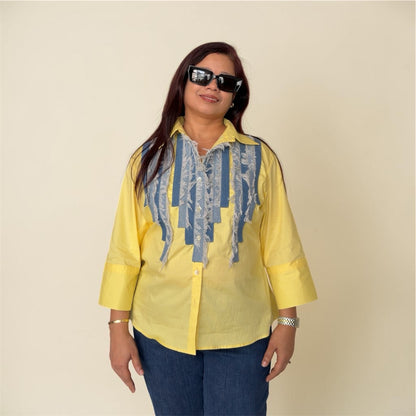 Denim Fringe Statement Women's Shirt | Kodds