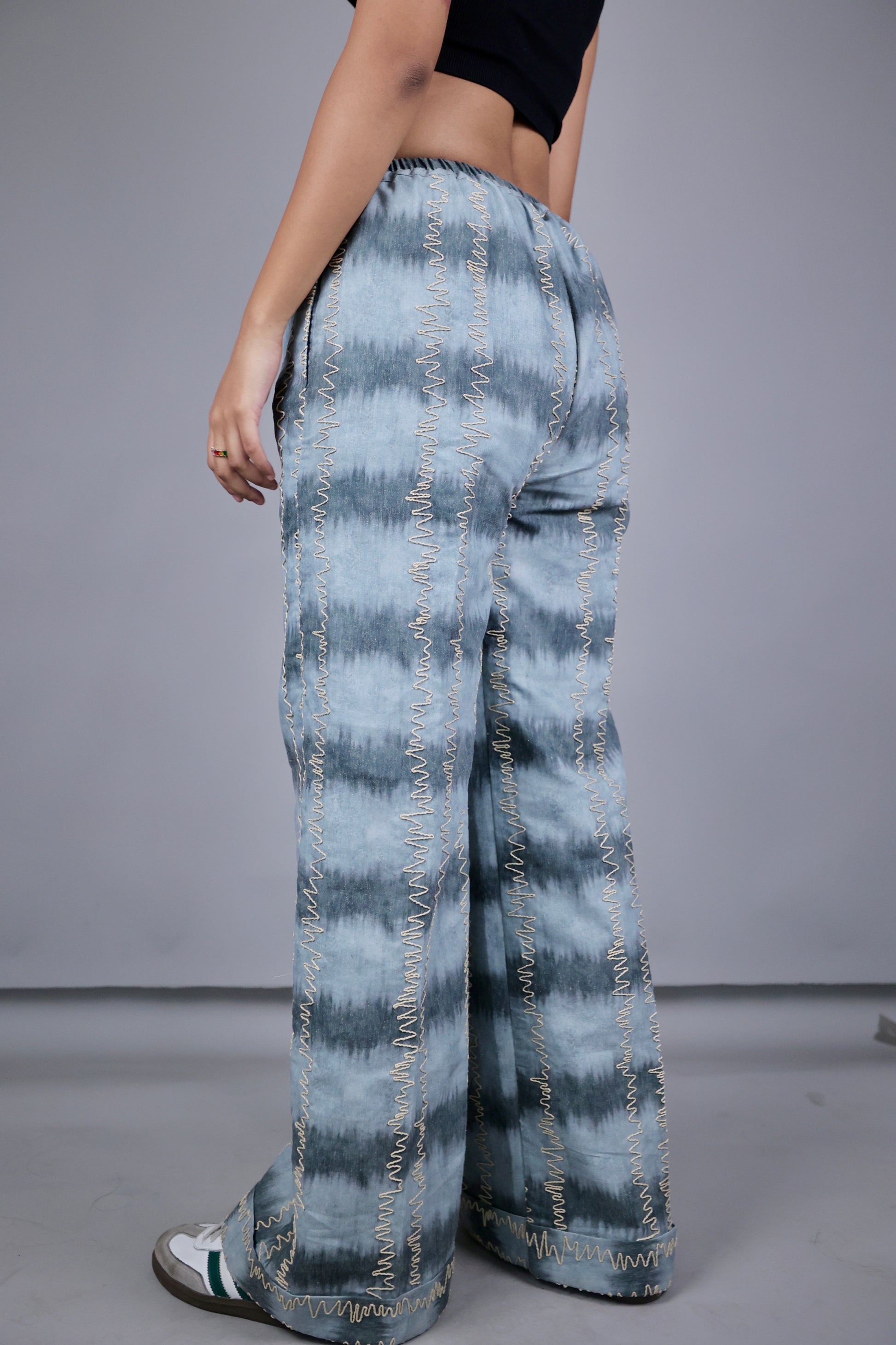 Sky Wash High-Waist Wide-Leg Women's Pants | Kodds