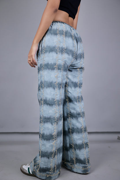 Sky Wash High-Waist Wide-Leg Women's Pants | Kodds